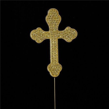 TIAN SWEET Tian Sweet 33014-LCRg Cross Rhinestone Cake Topper - Gold 33014-LCRg